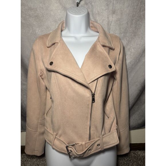 Blashe Jackets & Blazers - Blush Pink Faux Suede Biker Moto Jacket Size Small